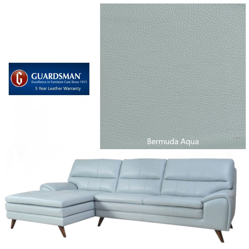 La - Z - Boy Splendor Aqua Leather LHF Modular