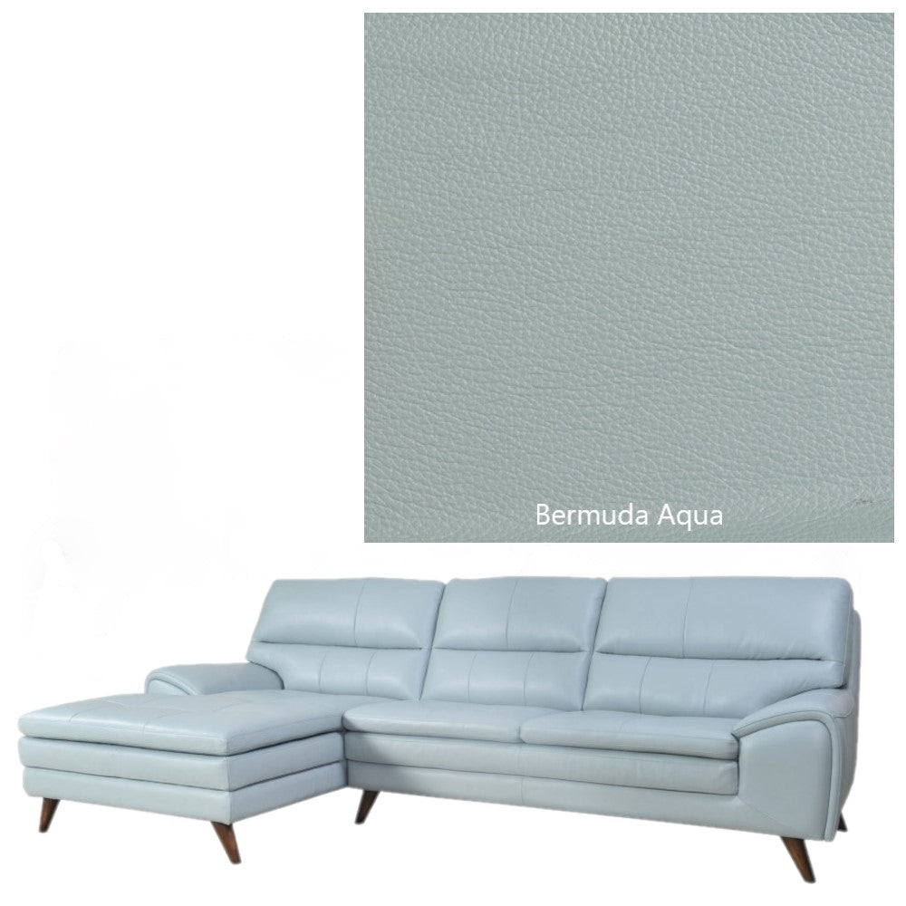 La - Z - Boy Splendor Aqua Leather LHF Modular