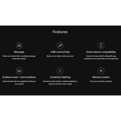 AH Beard Invigorate Electric Adjustable King Single Base 2 Motor + Massage No Mattress