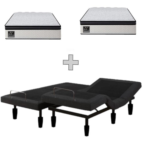 AH Beard Invigorate Electric Adjustable Split King Base 2 Motor + Massage + Harmony Plush