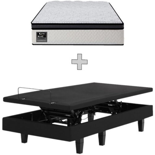 AH Beard Uplift Electric Adjustable King Single Base 4 Motor + Massage + Harmony Plush