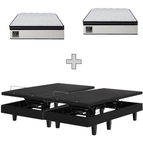 AH Beard Uplift Electric Adjustable Split King Base 4 Motor + Massage + Harmony Plush