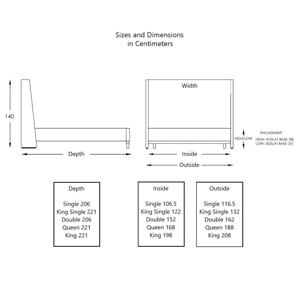 Moran Furniture Aristocrat Bed Head Bedhead + Case + Slats Fabric