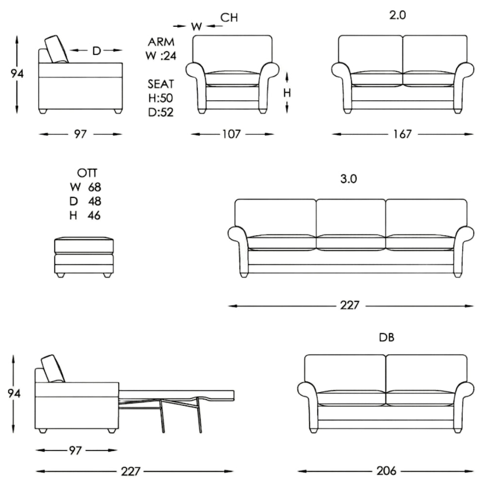 Moran Furniture Baxter Sofa Bed Double Fabric