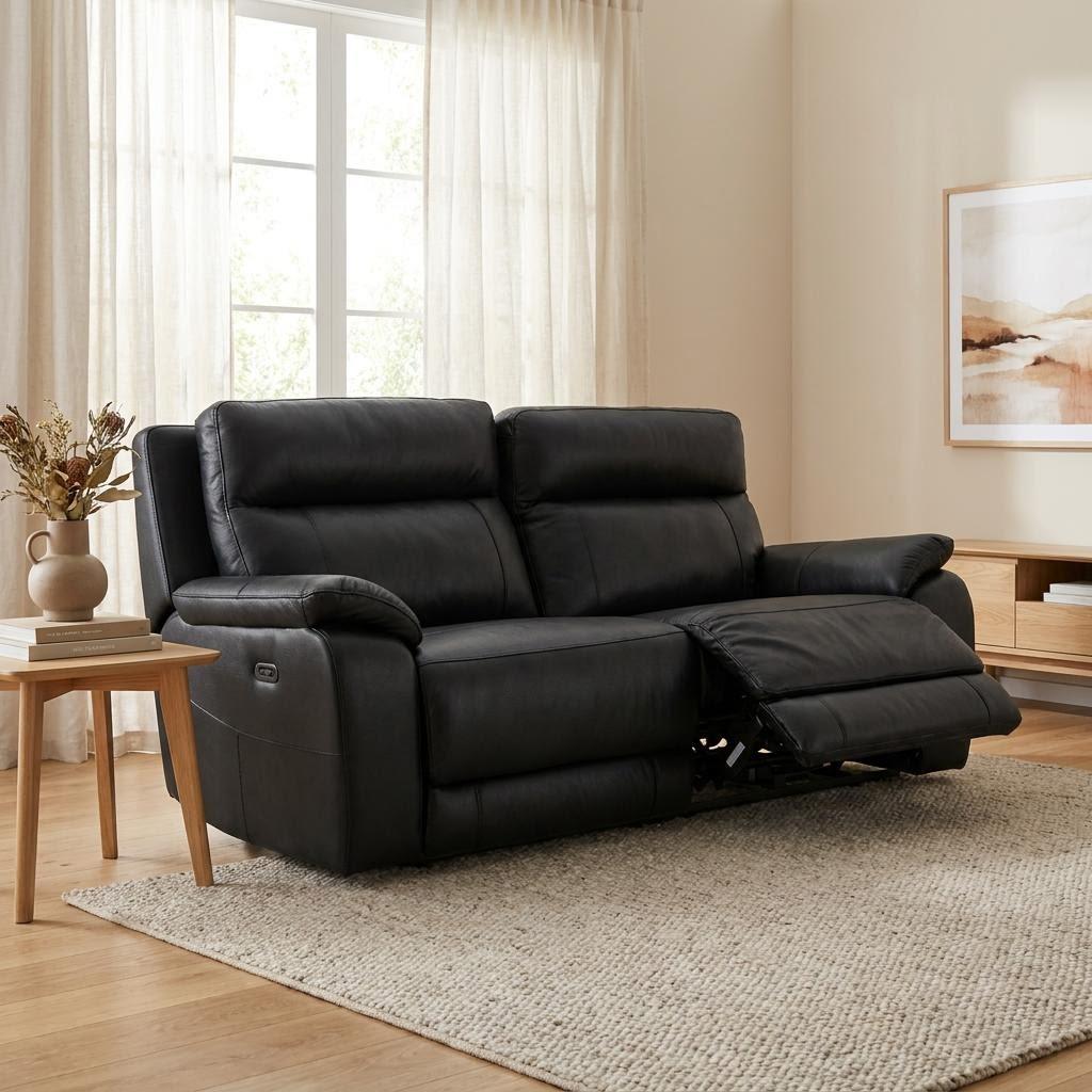 La-Z-Boy Victor Power Recline Sofa in Milan Jet Leather - Clearance Item