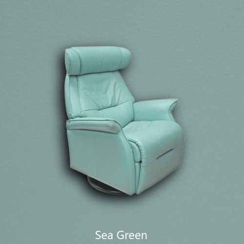 Moran Miami Large Fjord Recliner - Sea Green Leather - Clearance Item