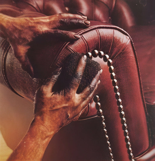 Moran Hand Rubbing a Leather Sofa