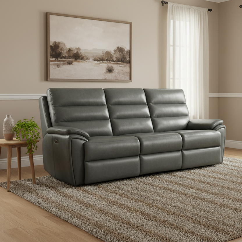 La-Z-Boy Neilson Power Recline Sofa in Sidekick Teal Leather - Clearance Item