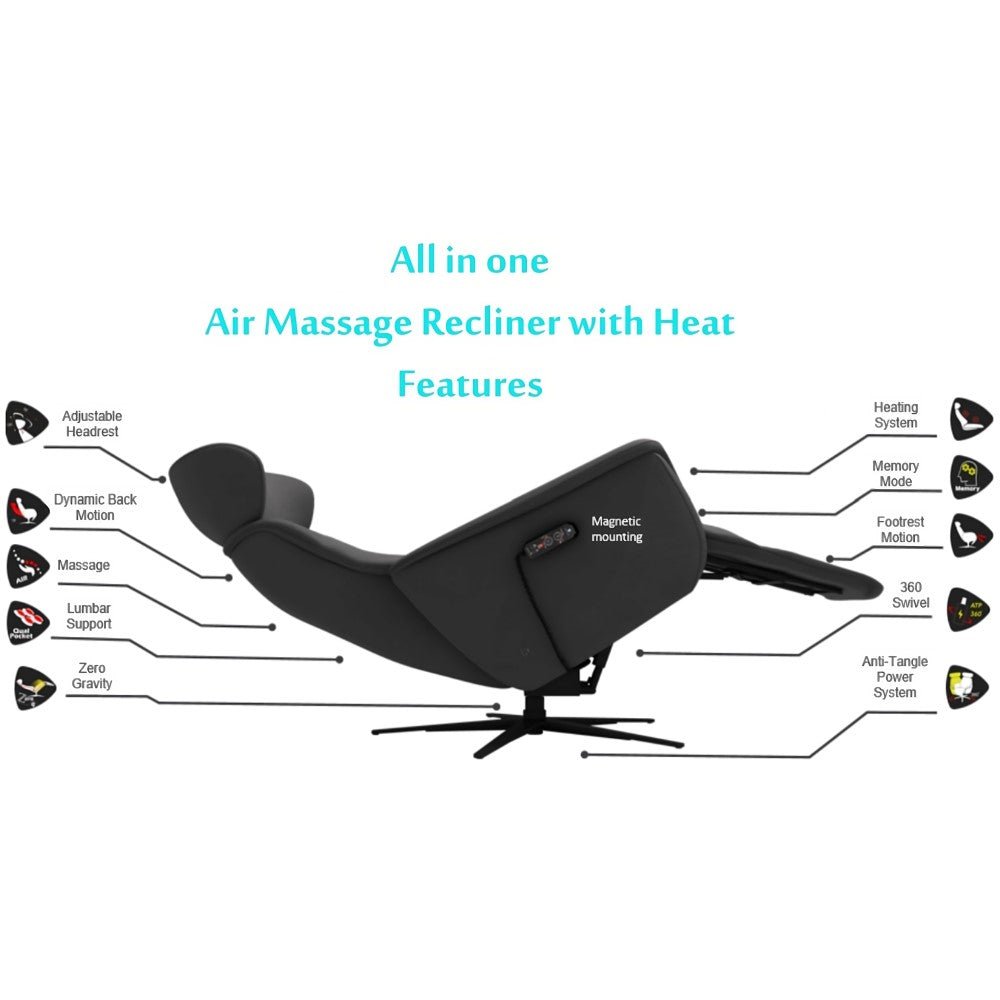 La - Z - Boy Altos Power Massage Recliner Massage + Side Table Leather from
