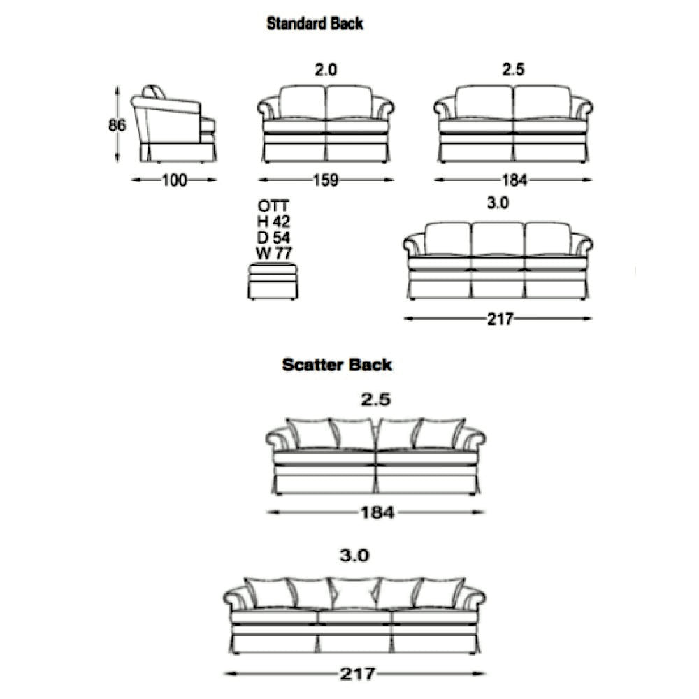 Moran Furniture Salisbury Scatter Back Sofa Fabric from