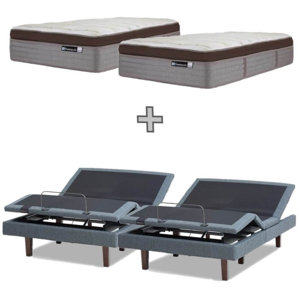 Sealy Posturematic Energise Adjustable Split King Base 2 Motor + Massage + Elevate Plush